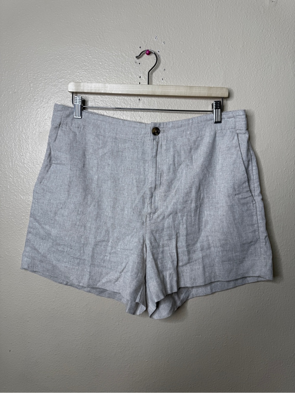 Banana Republic High-Rise Linen Blend Shorts Women’s Size Large Gray Pull-On NWT